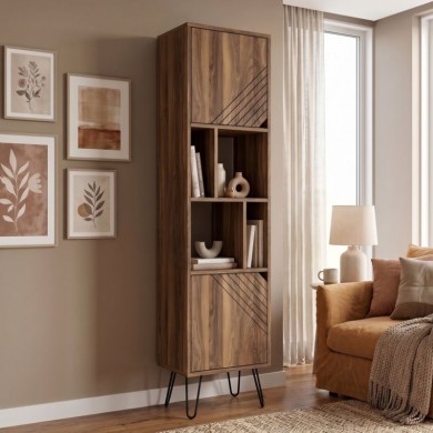Norma Megapap melamine bookcase in walnut color 45x35x184cm.