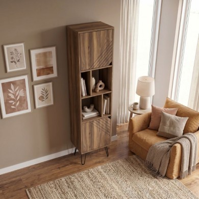 Norma Megapap melamine bookcase in walnut color 45x35x184cm.