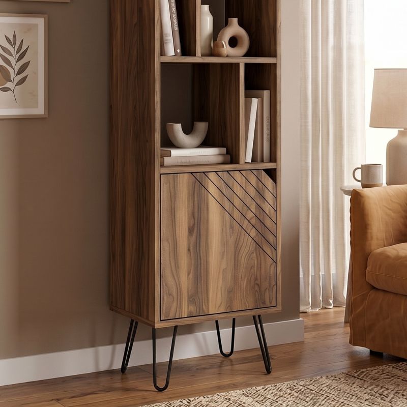 Norma Megapap melamine bookcase in walnut color 45x35x184cm.