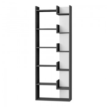 Βιβλιοθήκη Oppa Megapap χρώμα ανθρακί - λευκό 60x22x162εκ.