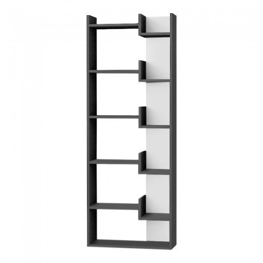 Βιβλιοθήκη Oppa Megapap χρώμα ανθρακί - λευκό 60x22x162εκ.