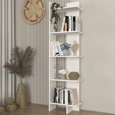 Perla Megapap melamine bookcase in white color 48x22x170cm.