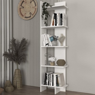 Βιβλιοθήκη Perla Megapap χρώμα λευκό 48x22x170εκ.