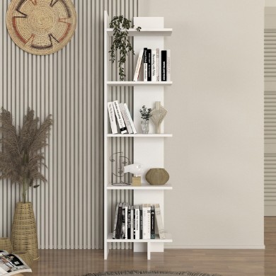 Perla Megapap melamine bookcase in white color 48x22x170cm.