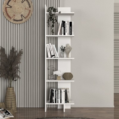 Βιβλιοθήκη Perla Megapap χρώμα λευκό 48x22x170εκ.