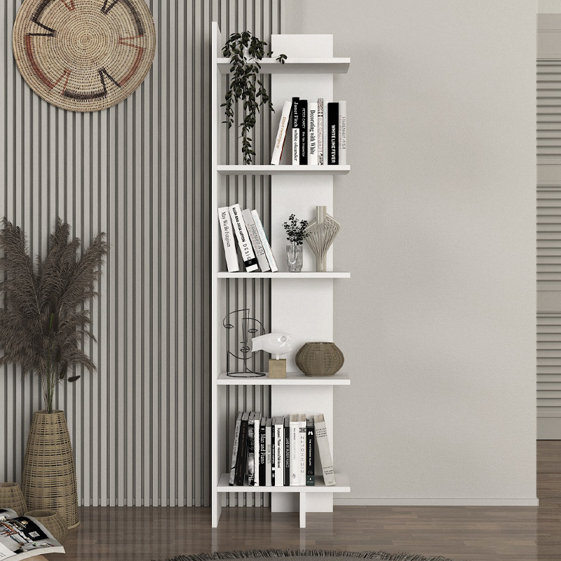 Βιβλιοθήκη Perla Megapap χρώμα λευκό 48x22x170εκ.