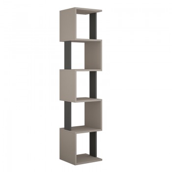 Βιβλιοθήκη Piri Megapap χρώμα ανοιχτή μόκα - ανθρακί 35x30x161εκ.