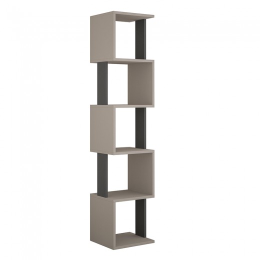 Βιβλιοθήκη Piri Megapap χρώμα ανοιχτή μόκα - ανθρακί 35x30x161εκ.