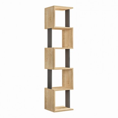 Piri Megapap melamine bookcase in natural beech/anthracite color 35x30x161cm.