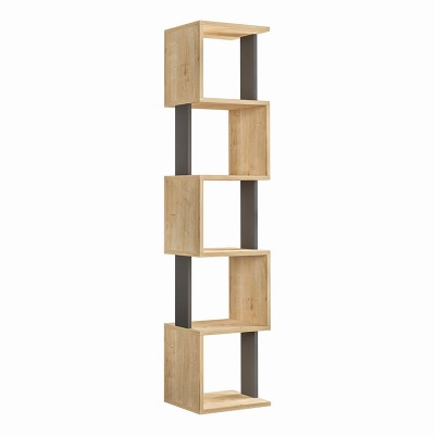 Βιβλιοθήκη Piri Megapap χρώμα sapphire oak/ανθρακί 35x30x161εκ.