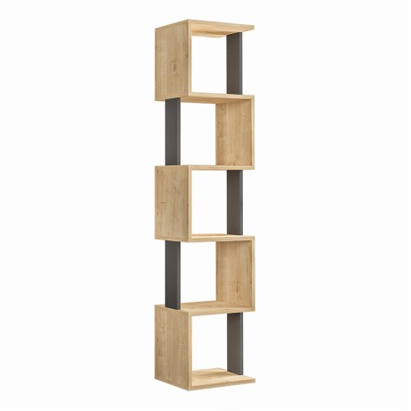 Piri Megapap melamine bookcase in natural beech/anthracite color 35x30x161cm.