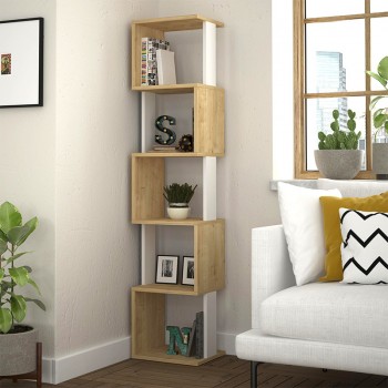 Piri Megapap melamine bookcase in natural beech/white color 35x30x161cm.