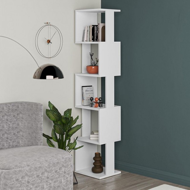 Βιβλιοθήκη Piri Megapap χρώμα λευκό 35x30x161εκ.