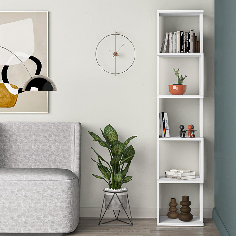 Piri Megapap melamine bookcase in white color 35x30x161cm.
