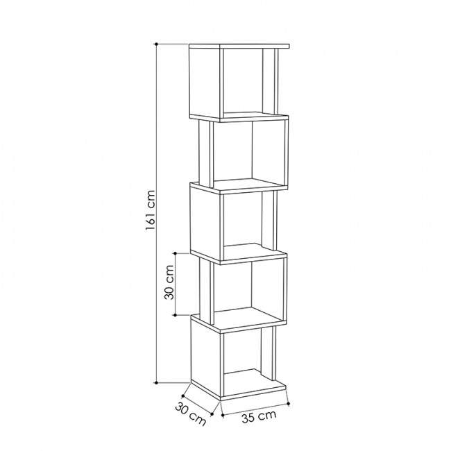 Βιβλιοθήκη Piri Megapap χρώμα λευκό 35x30x161εκ.