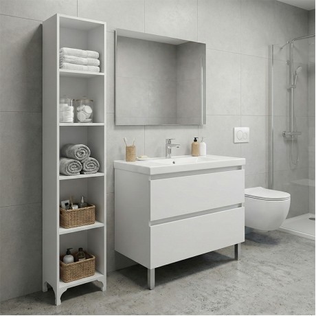 Clare Megapap melamine multipurpose floor self in white color 30x20x168cm.