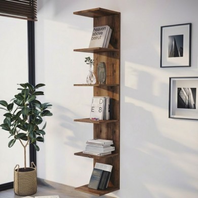 Ogden Megapap melamine bookcase in smoked walnut color 34,5x30x180cm.