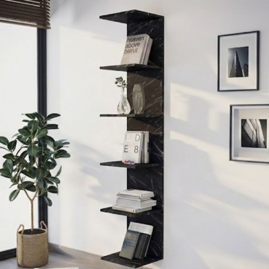 Ogden Megapap melamine bookcase in black marble effect color 34,5x30x180cm.