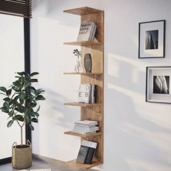 Ogden Megapap melamine bookcase in pine oak color 34,5x30x180cm.