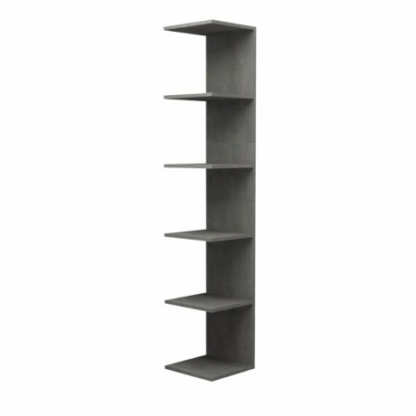 Silver Megapap melamine wall bookcase in concrete grey color 34.6x31.5x180cm.
