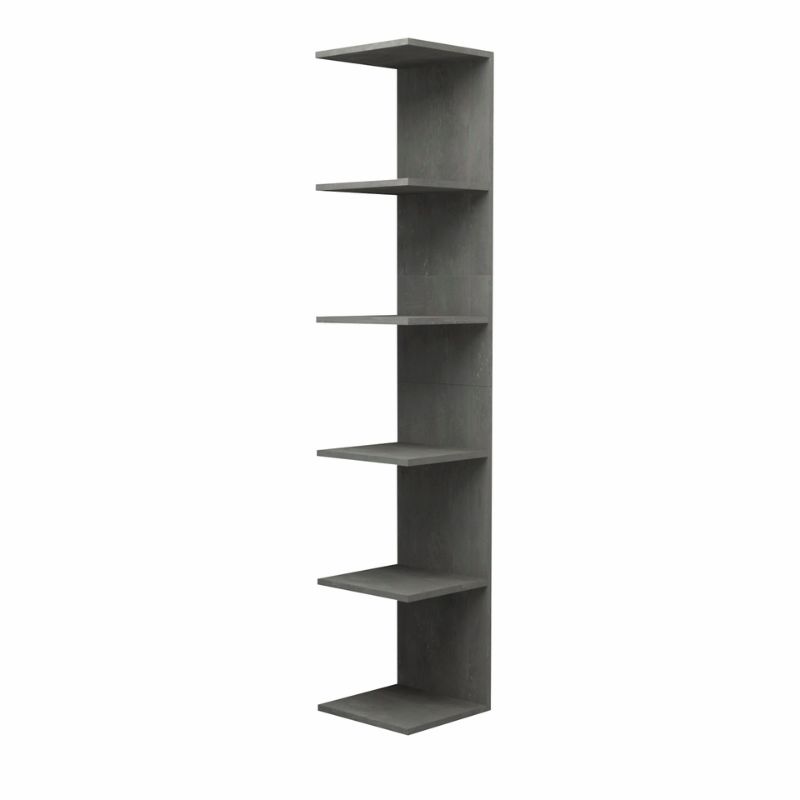 Silver Megapap melamine wall bookcase in concrete grey color 34.6x31.5x180cm.