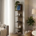 Silver Megapap melamine wall bookcase in walnut color 34.6x31.5x180cm.