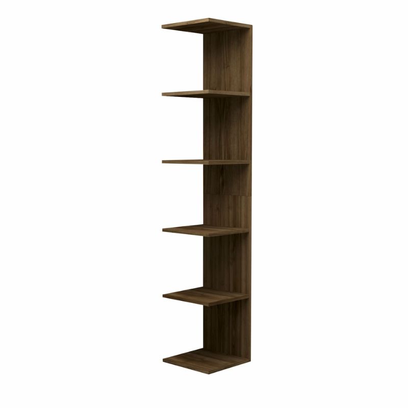 Silver Megapap melamine wall bookcase in walnut color 34.6x31.5x180cm.