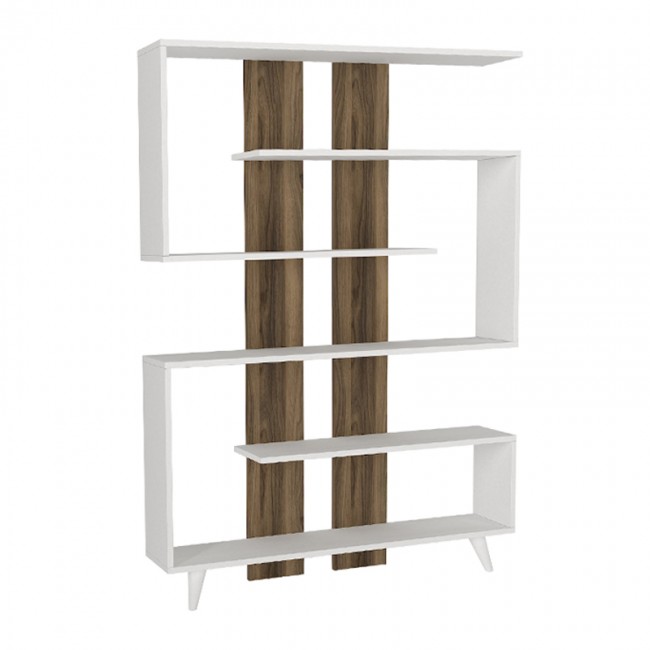 Rain Megapap melamine bookcase in white - walnut color 120x19,5x162cm.