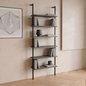 Madison Megapap metal - melamine wall bookcase in black - anthracite color 60x20x183cm.