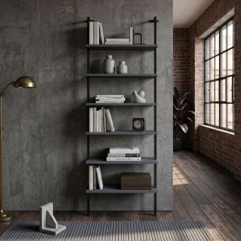 Madison Megapap metal - melamine wall bookcase in black - anthracite color 60x20x183cm.