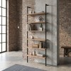 Madison Megapap metal - melamine wall bookcase in black - pine oak color 60x20x183cm.