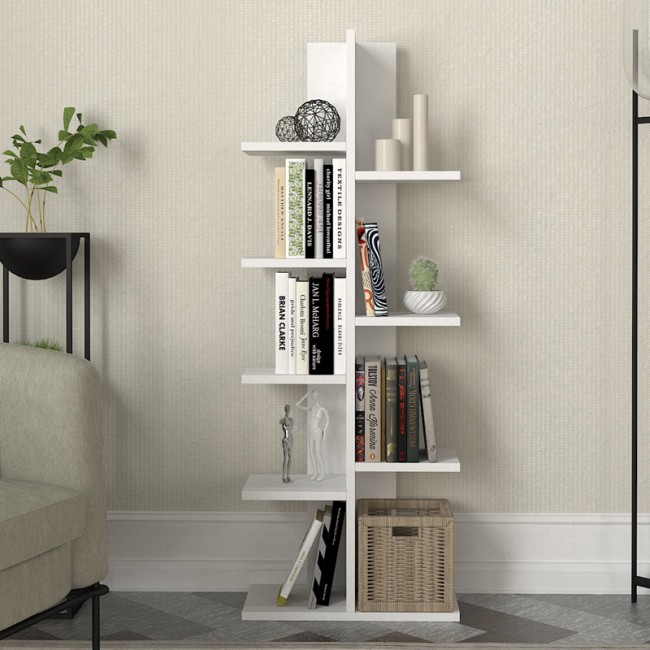 Βιβλιοθήκη Tree Megapap χρώμα λευκό 45x21,4x121,8εκ.