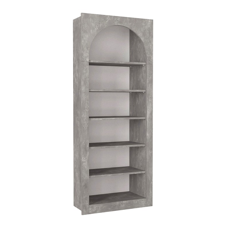 Βιβλιοθήκη Voila Megapap χρώμα γκρι σκυροδέματος 74x35x180εκ.