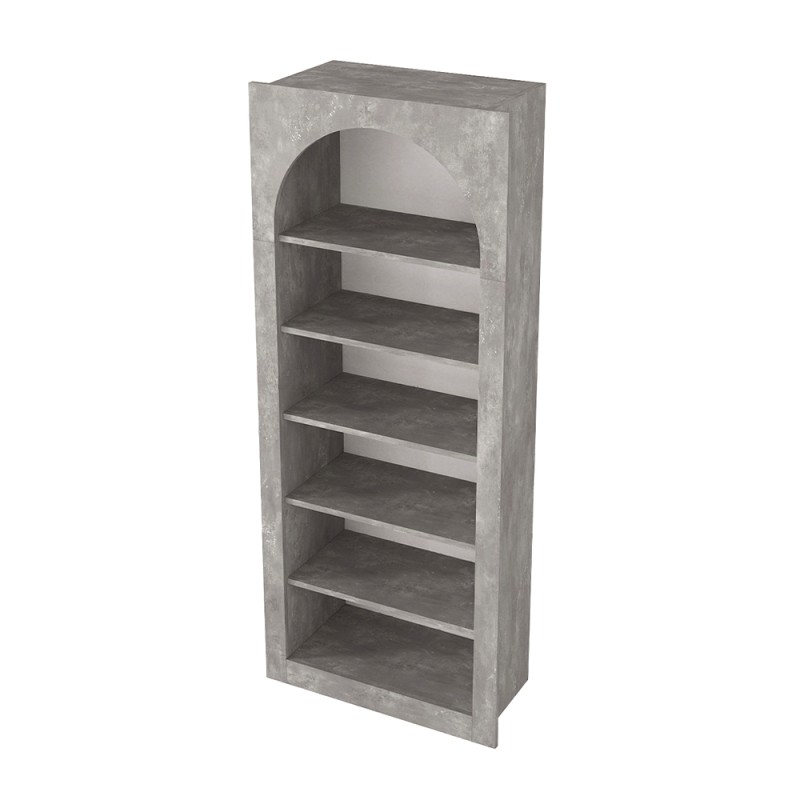 Βιβλιοθήκη Voila Megapap χρώμα γκρι σκυροδέματος 74x35x180εκ.