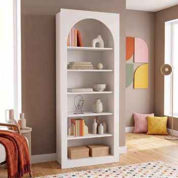 Βιβλιοθήκη Voila Megapap χρώμα λευκό 74x35x180εκ.