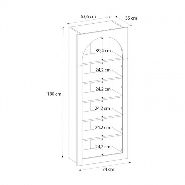 Βιβλιοθήκη Voila Megapap χρώμα λευκό 74x35x180εκ.