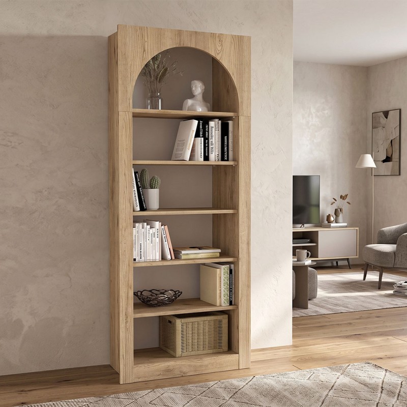 Βιβλιοθήκη Voila Megapap χρώμα sepet oak 74x35x180εκ.