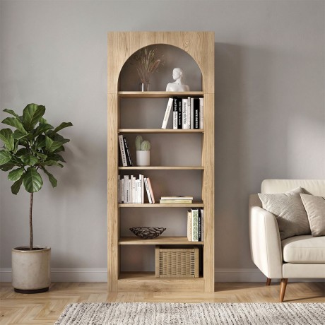 Βιβλιοθήκη Voila Megapap χρώμα sepet oak 74x35x180εκ.
