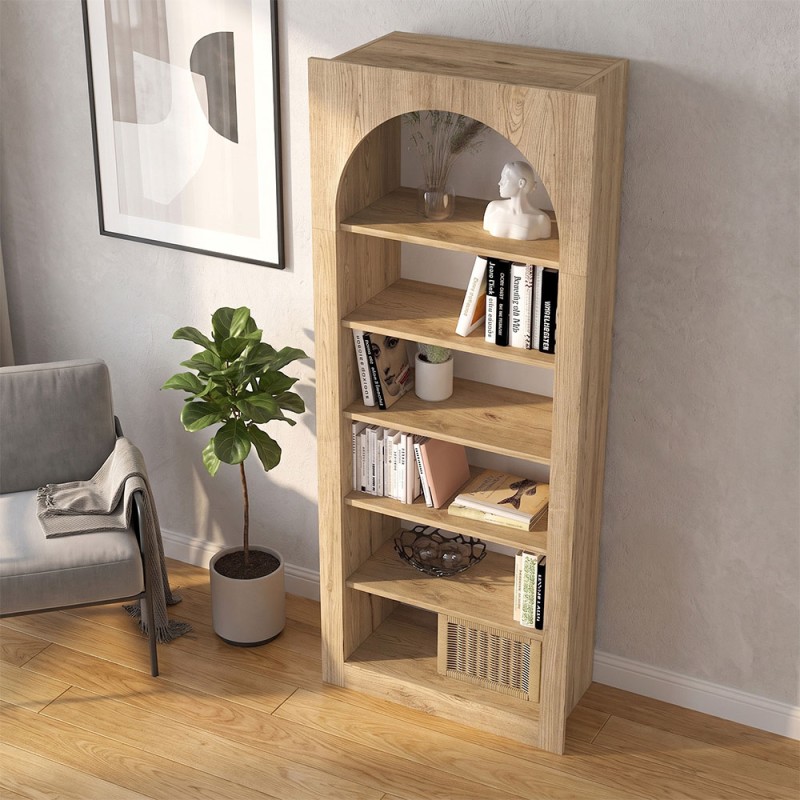 Βιβλιοθήκη Voila Megapap χρώμα sepet oak 74x35x180εκ.