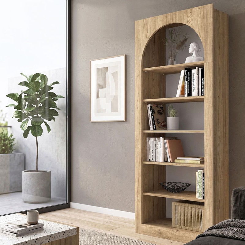 Βιβλιοθήκη Voila Megapap χρώμα sepet oak 74x35x180εκ.