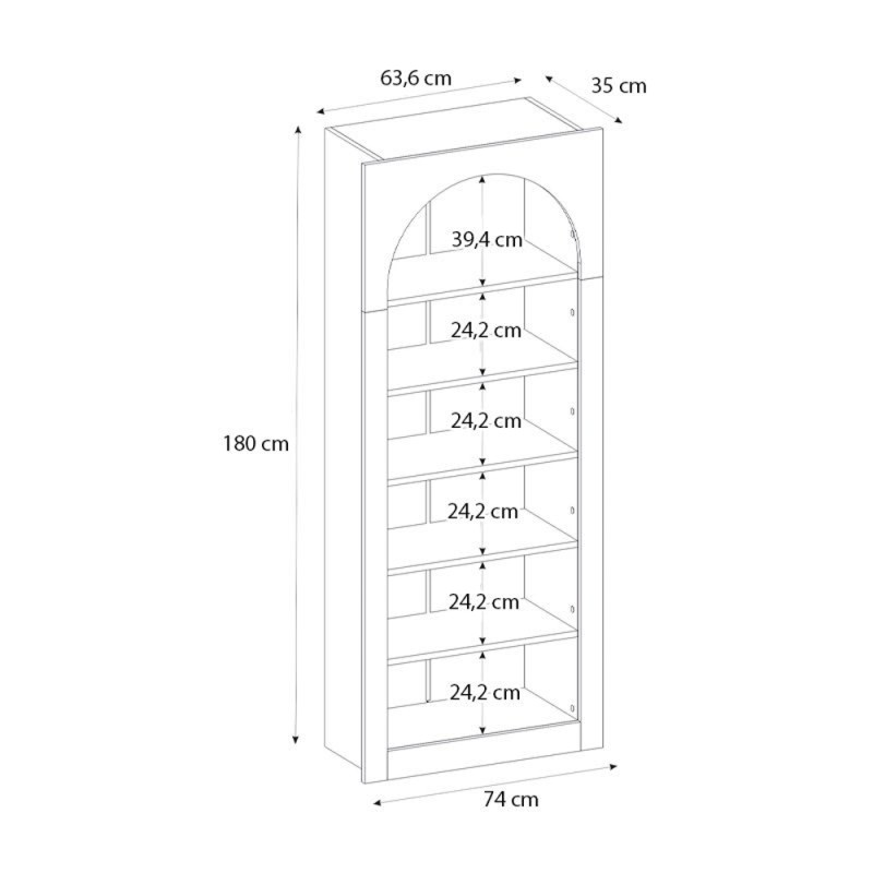 Βιβλιοθήκη Voila Megapap χρώμα sepet oak 74x35x180εκ.