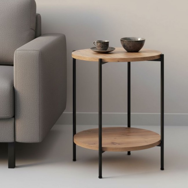 Βοηθητικό τραπεζάκι Argento Megapap μεταλλικό - μελαμίνης χρώμα pine oak 43x43x60εκ.