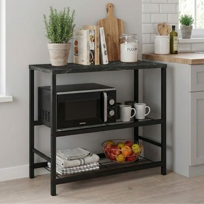 Mulligan Megapap metallic - melamine side table  in black - marble effect color 80x40x80cm.