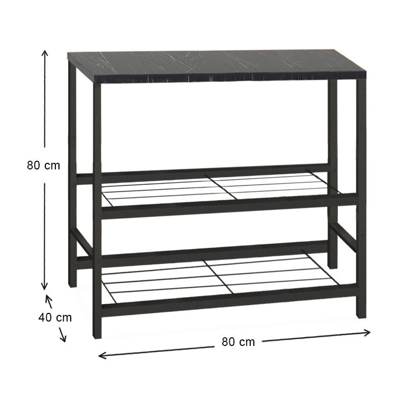 Mulligan Megapap metallic - melamine side table  in black - marble effect color 80x40x80cm.