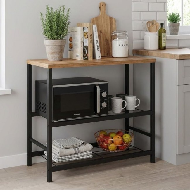 Mulligan Megapap metallic - melamine side table  in black - pine oak color 80x40x80cm.