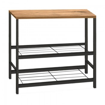 Τραπεζάκι βοηθητικό για φουρνάκι Mulligan Megapap μεταλλικό - μελαμίνης χρώμα μαύρο - pine oak 80x40x80εκ.