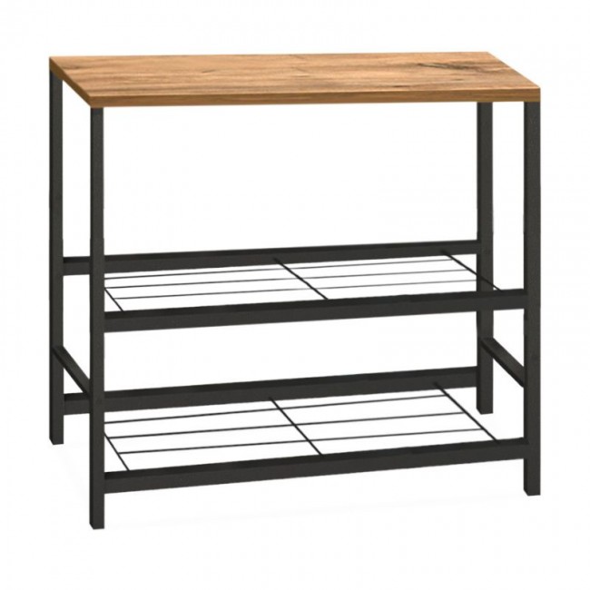 Mulligan Megapap metallic - melamine side table  in black - pine oak color 80x40x80cm.