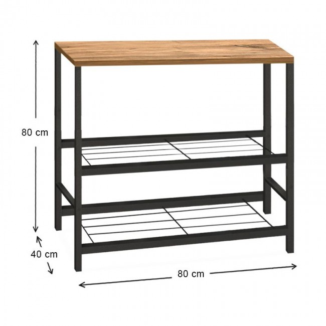 Mulligan Megapap metallic - melamine side table  in black - pine oak color 80x40x80cm.