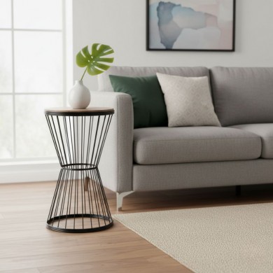 Hoffman Megapap metallic - Mdf side table in walnut - black color 35x35x58cm.