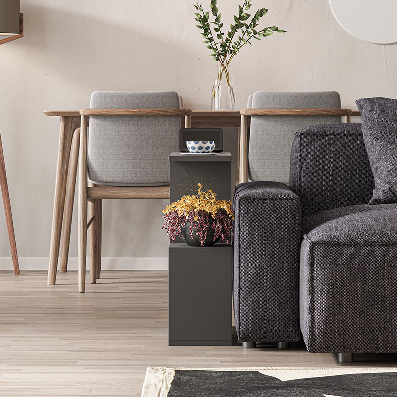 Βοηθητικό τραπεζάκι Homemania Megapap χρώμα ανθρακί 60x20x60εκ.